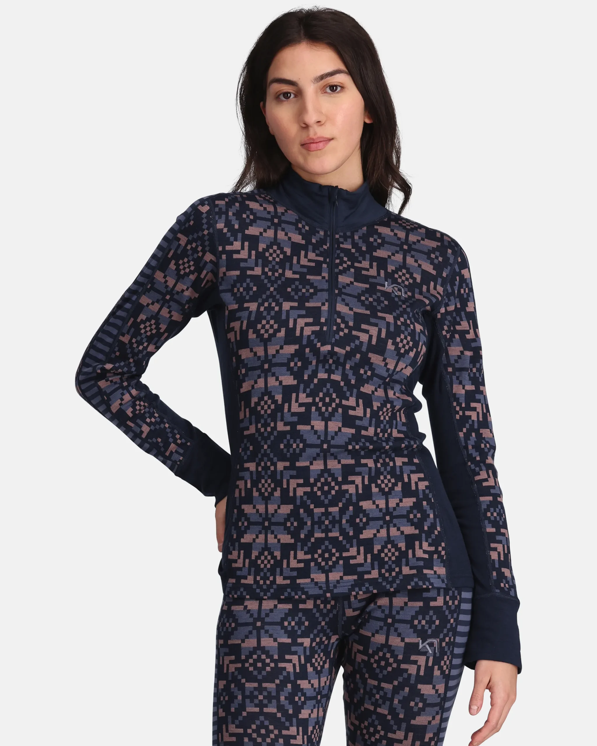 Discount Else Half Zip Baselayer - 100% Merino Wool Wool Long Sleeve