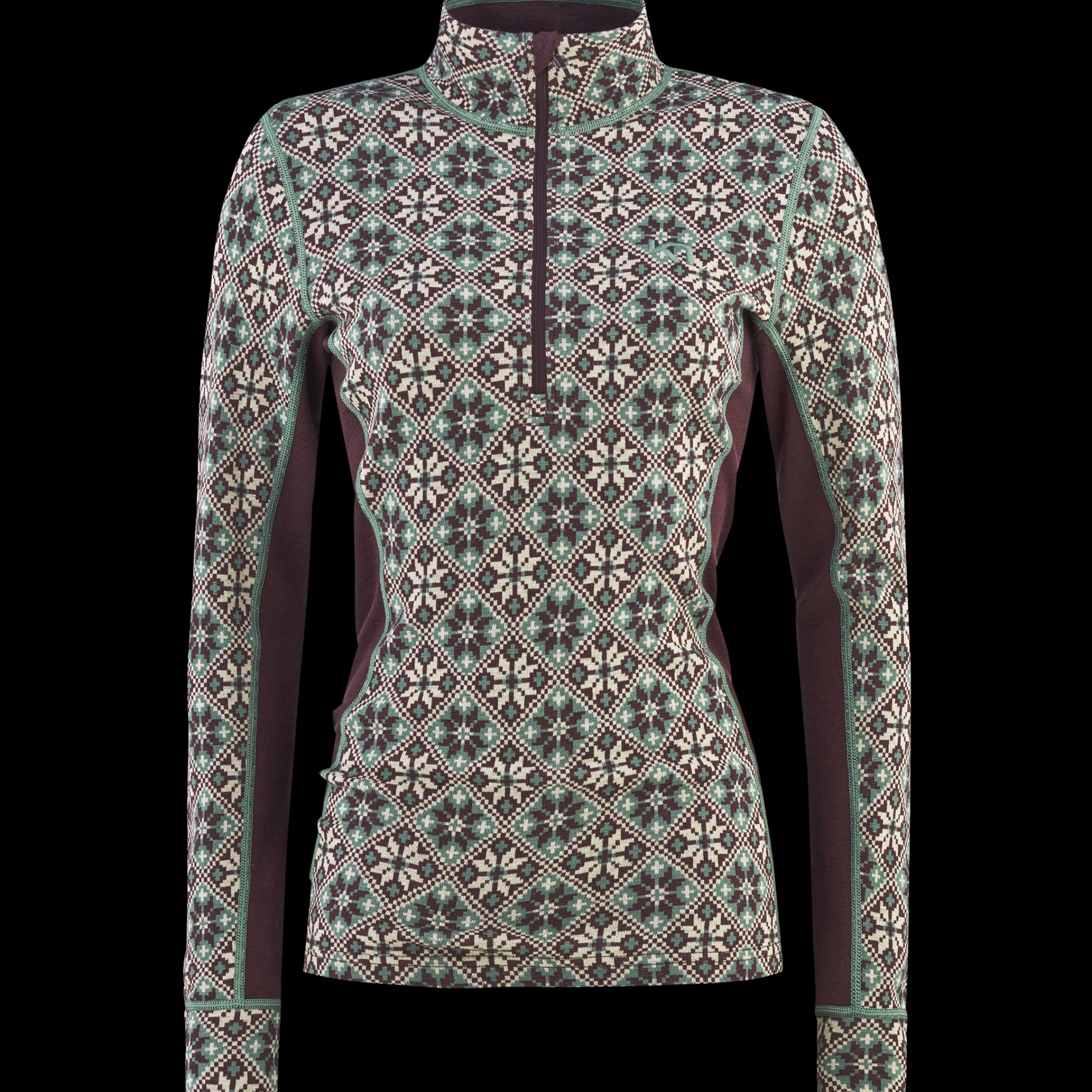 Shop Rose Half Zip Baselayer Top - 100% Merino Wool Wool Long Sleeve