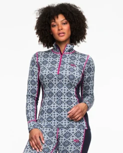 Cheap Rose Half Zip Baselayer Top - 100% Merino Wool Wool Long Sleeve