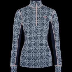 Store Rose Half Zip Baselayer Top - 100% Merino Wool Wool Long Sleeve