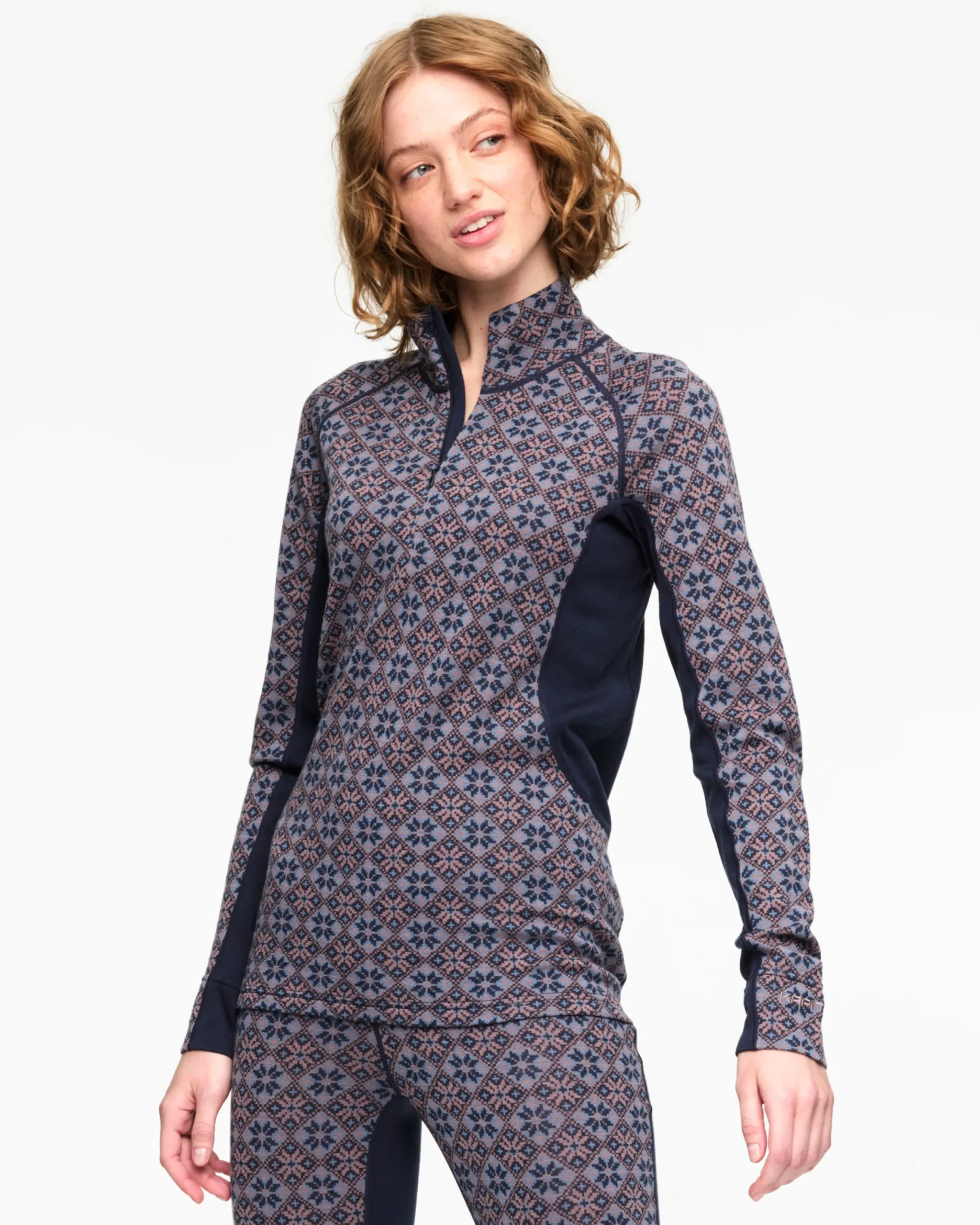 Flash Sale Rose Light Baselayer Half Zip Wool Long Sleeve